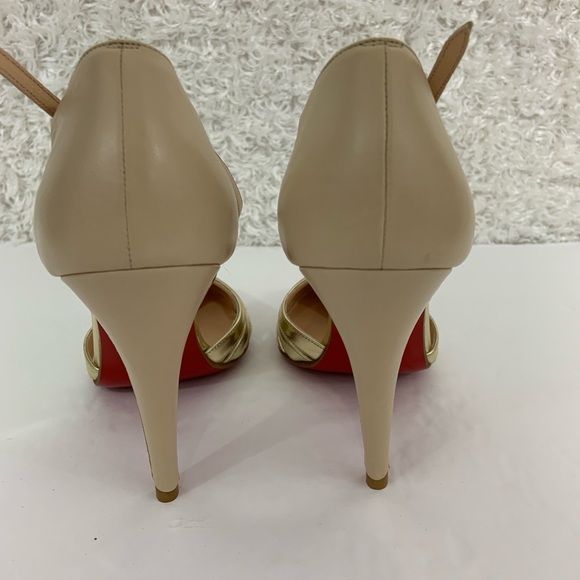 Christian Louboutin Gino nude gold T strap - Picture 4 of 8